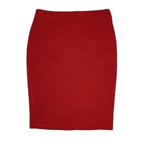 The Limited Skirt Womens Size 0 Tall Solid All‎ Red Textured Pencil Zip Lined